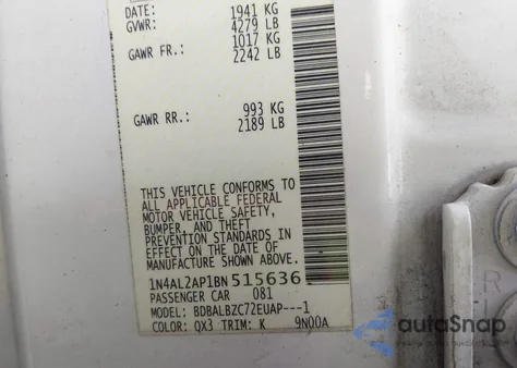 2011 Nissan Altima 2.5 S from USA, damaged, VIN 1N4AL2AP1BN515636